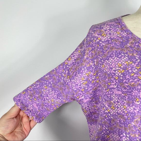 Lularoe Irma Womens Tunic T Shirt High Low Mandala Floral Purple XXS NEW - Picture 6 of 13